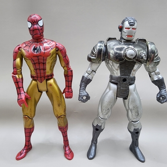 Marvel Other - 1994 Marvel Spiderman Gold & Red Web Runner Iron Man War Machine 5" Figures Lot
